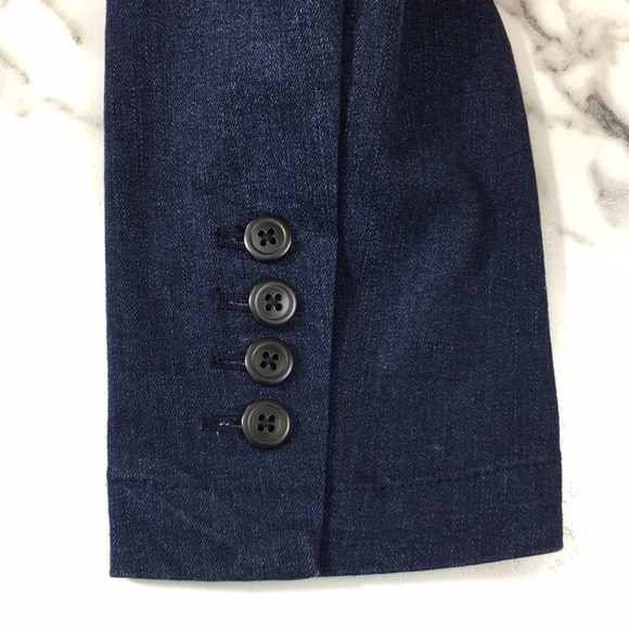 Orvis Dark Blue Denim Blazer Jacket Barn Coat Womens 12 Black Corduroy Collar - Picture 12 of 12